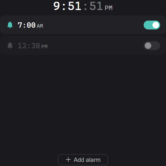 Alarm widget preview