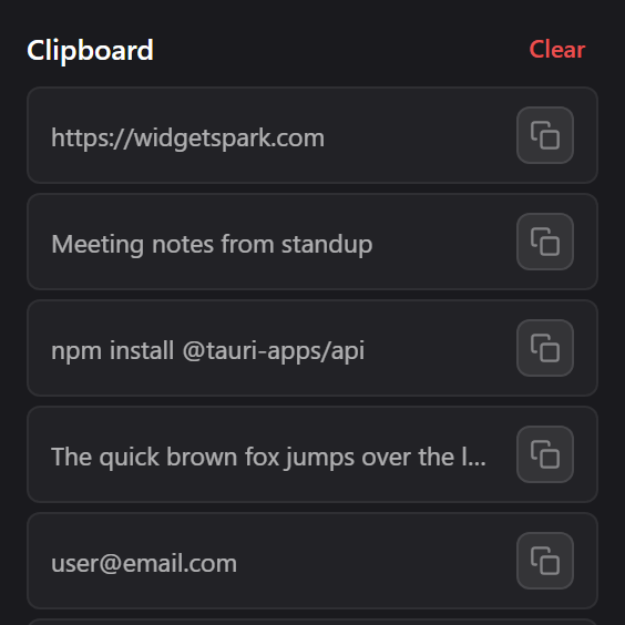 Clipboard History widget preview