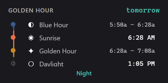 Golden Hour widget preview