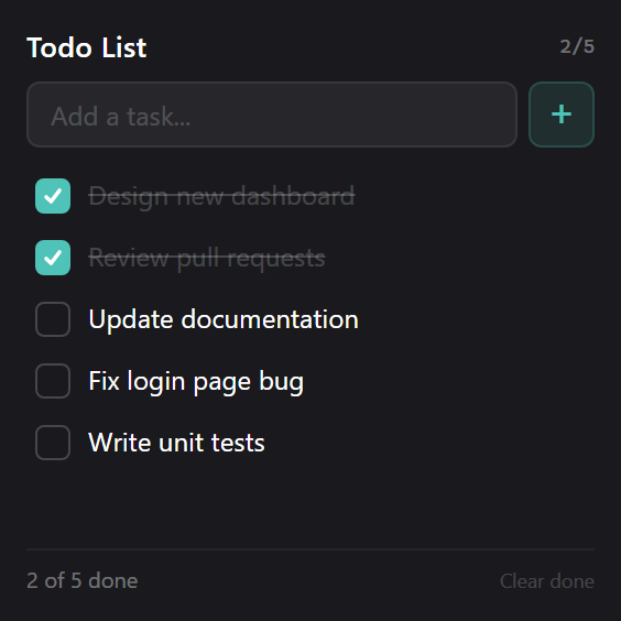 Todo List widget preview