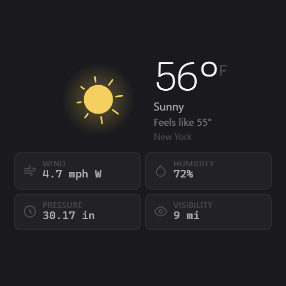 Weather widget preview